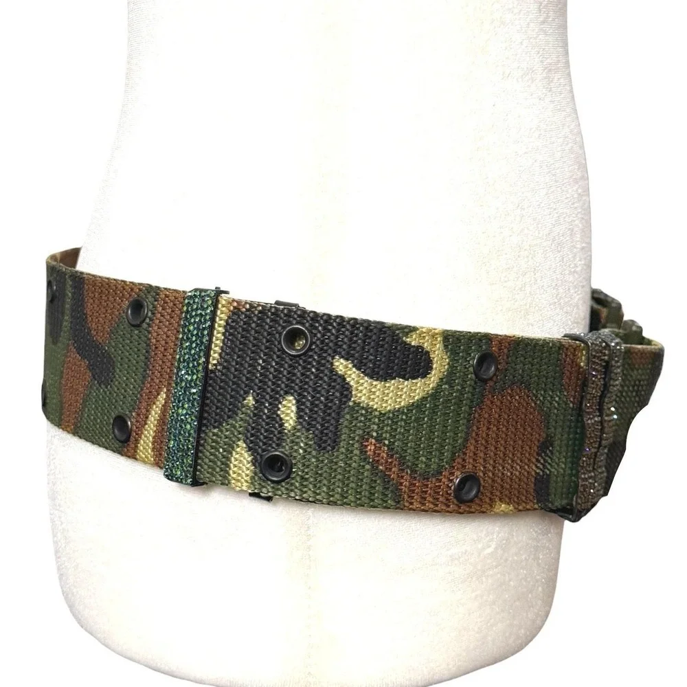 Y2K Camo Statement Belt‎ Wide Adjustable Grunge Streetwear Military Web
